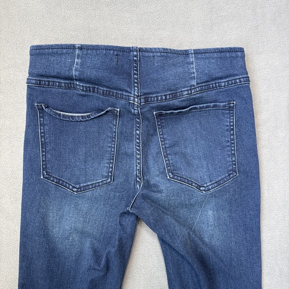 Free People Jeans Womens 27 Blue Indigo Flare Low‎ Rise Pull On Retro 70s Denim - Picture 11 of 12